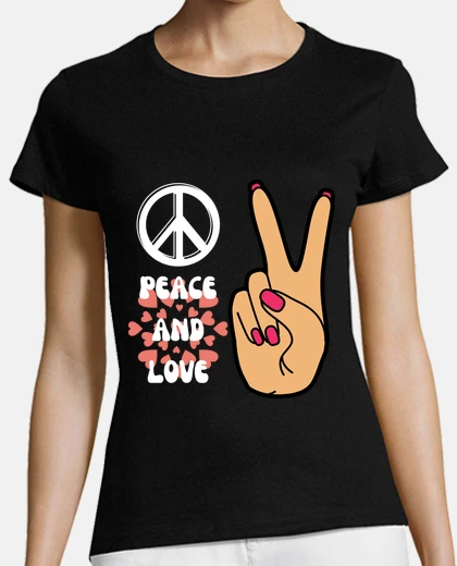 Tee-shirt Peace and Love Sign Woman Hand