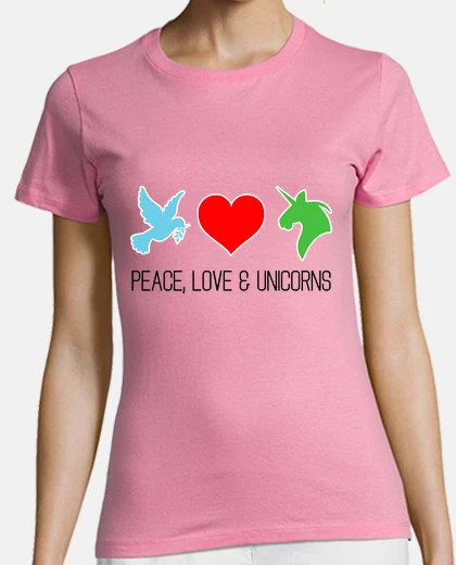 Tee-shirt Peace, love and unicorns v2