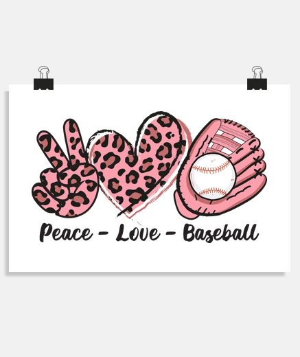 Poster peace love baseball