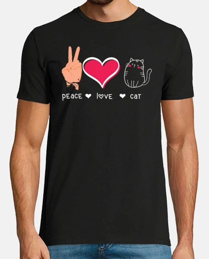 Tee-shirt peace love cat