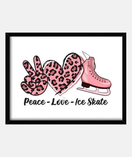 Framed peace love ice skate skating