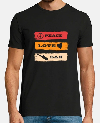 T-shirt peace love sax saxophone player musician jazz gift
