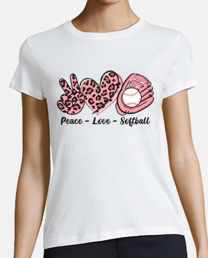 T-shirt Peace Love Softball Sofbol