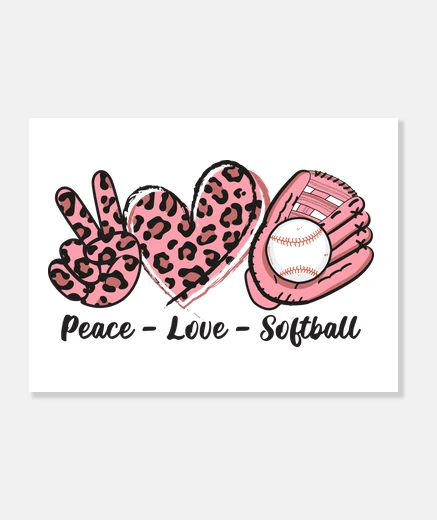 Wall peace love softball sofbol