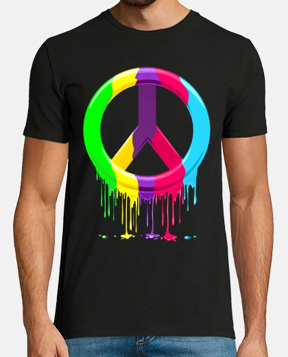 T-shirt peace symbol rainbow colors graffiti gay pride