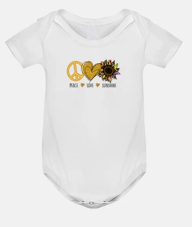 peace love sunflower flowers sun shine baby bodysuit giraffe