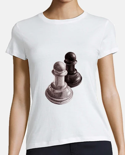 T-shirt pedine degli scacchi bianco e nero t-shirt