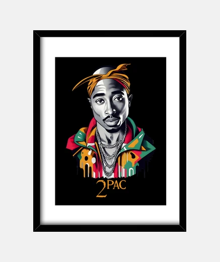 Cadre peinture cadre noir tupac