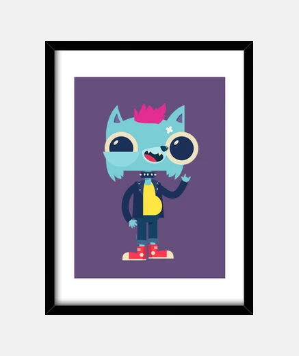 Cadre peinture de chat punk