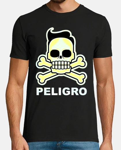 Camiseta Peligro, calavera rocker