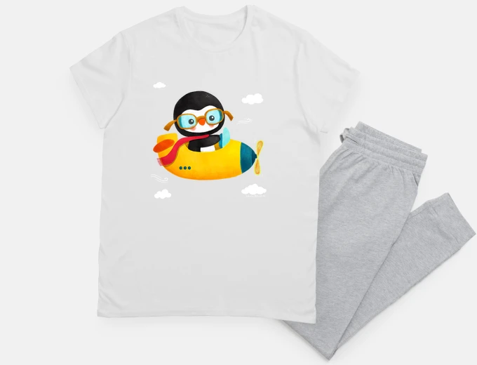Pyjama Penguin on Airplane  Pyjamas