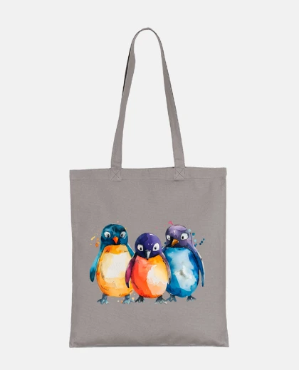 Bag penguins family baby babies student bag agenda shopping beach tote