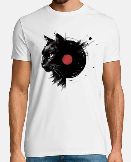 T-shirt pennello giapponese sumie art gatto ner