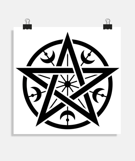 Poster pentacle symbole de bonne chance affiche symbolique atelier cabinet studio poster 
