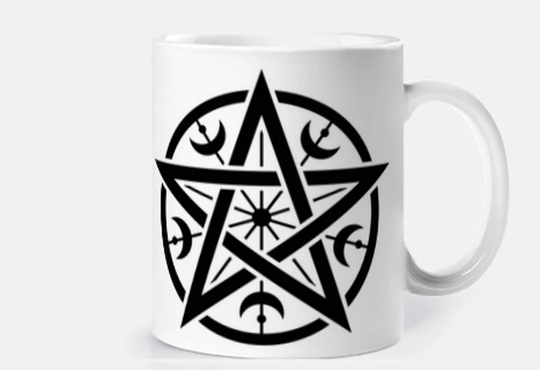 Mug pentacle symbole de bonne chance tasse café thé croissants tisane infusion