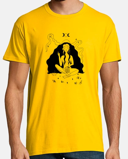 T-shirt per donne e streghe - uomini, manica corta, giallo senape, qualità extra