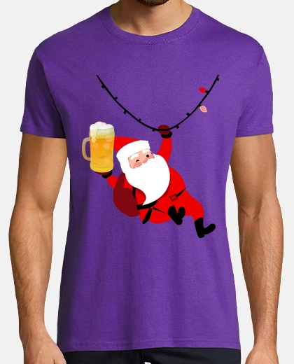 Tee-shirt père noël avec bière