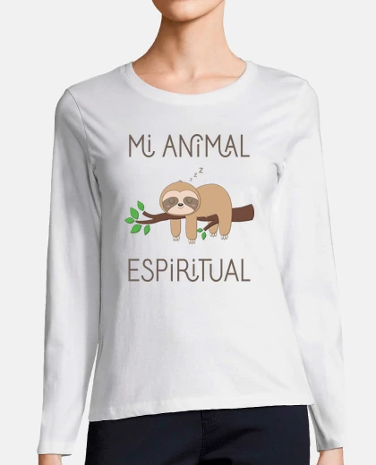 Playera Perezoso, mi animal espiritual. Camiseta Mujer Manga Larga