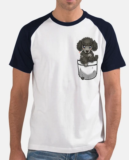 Camiseta perro caniche lindo de bolsillo - camiseta de béisbol para hombre