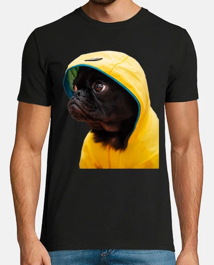 Camiseta Perro Carlino Pug Chubasquero Amarillo Pelicula It Camiseta Hombre