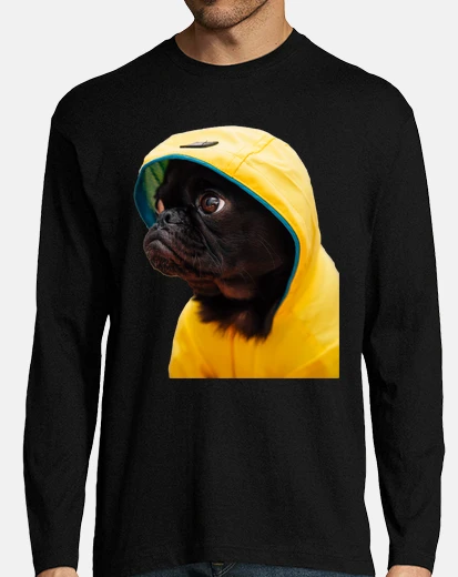Camiseta Perro Carlino Pug Chubasquero Amarillo Pelicula It Camiseta manga larga hombre