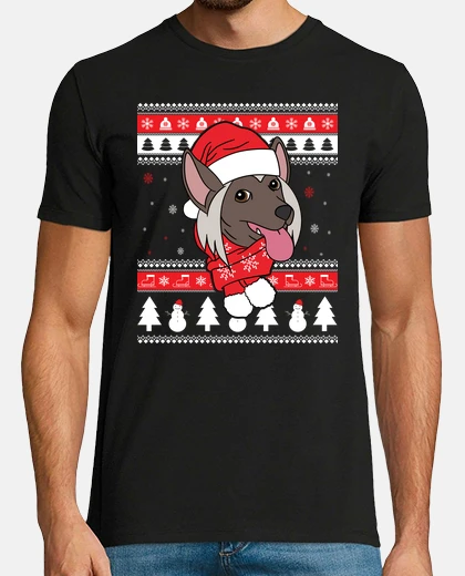 Camiseta Perro Crestado Chino Navidad