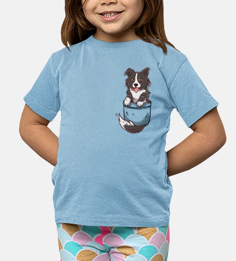 Ropa perro lindo del border collie del bolsillo - camisa de los niños