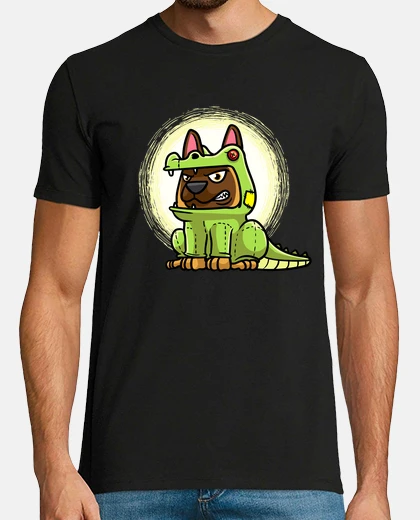Playera perro malinois disfrazado de cocodrilo
