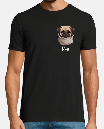 Camiseta perro pug en el bolsillo interior