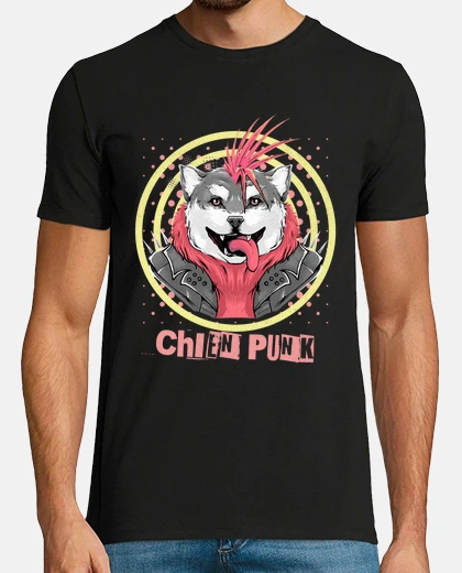 Camiseta perro punk iroquois cresta-humor cabeza de perro