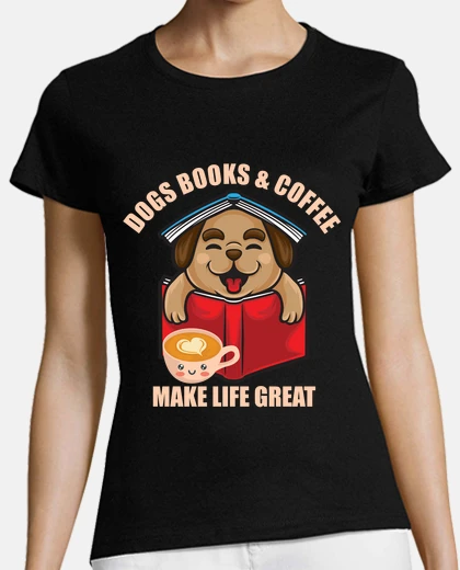 Playera perros libros café hacen la vida genial