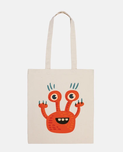 Bolsa personaje de dibujos animados de color naranja divertida