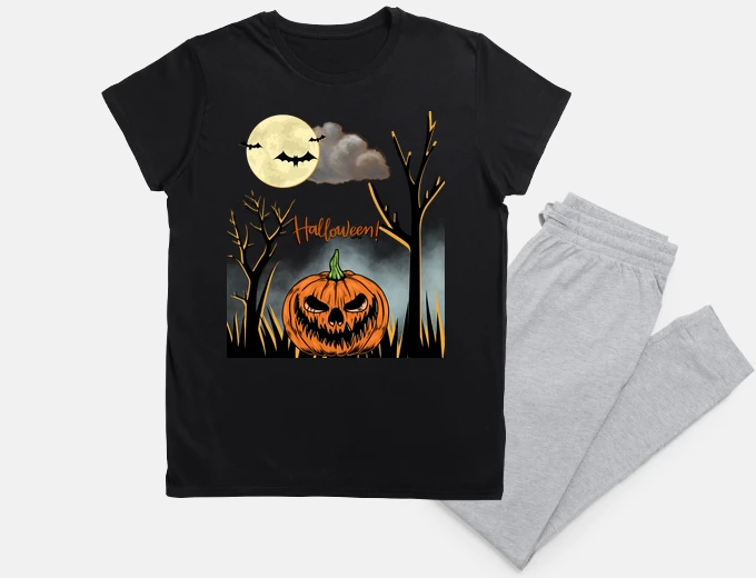 Pyjama personalized halloween t shirt , pumpkin