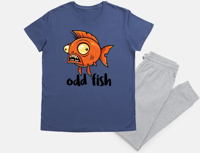 Pigiama pesce strano cartone animato pesce rosso arancione divertente eccentrico