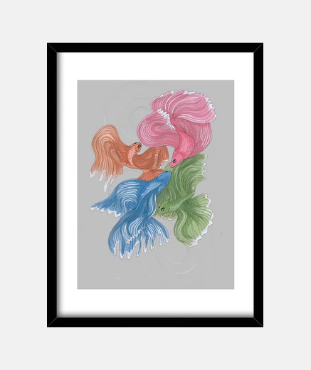 Quadro pesci betta, riproduzione
