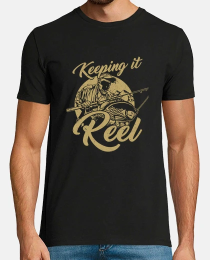 T-shirt pesci che nuotano amanti dei pesci pescatori canna da pesca regalo oceano tenendolo mulinello