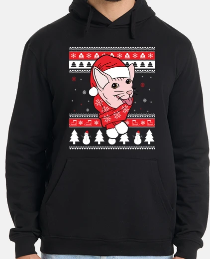 Hoodie pet cat sphinx ugly christmas