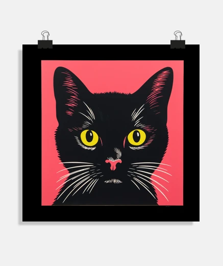 Poster petit chat noir style pop art artiste inspirant 