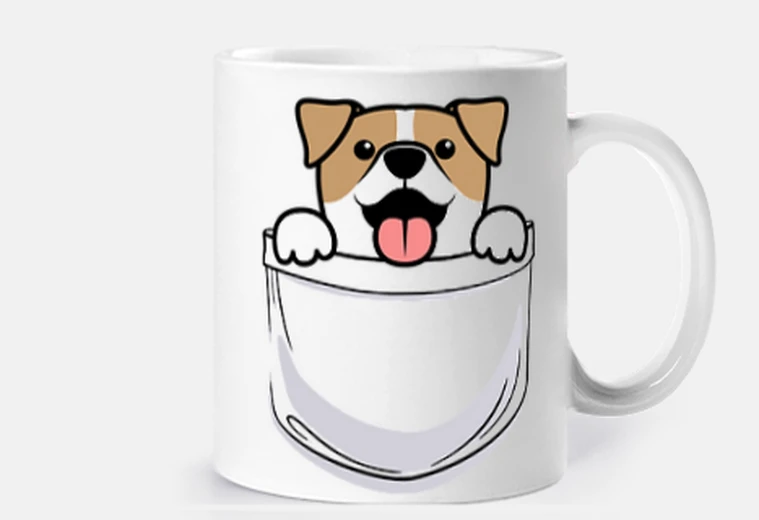 Mug petit chien jack russel dans la poche