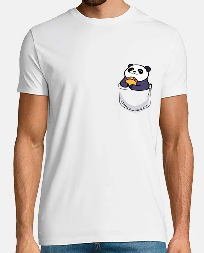 Tee-shirt petit panda et un burger dans la poche