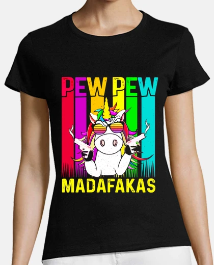 T-shirt pew pew madafakas divertente gatto pazz