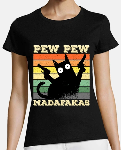 Playera Pew Pew Madafakas gato gracioso
