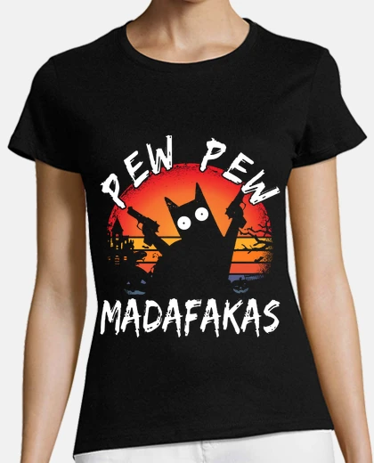 T-shirt pew pew madafakas gatto divertente gatt