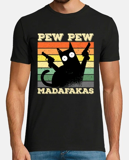 T-shirt pew pew madafakas gatto divertente gatt