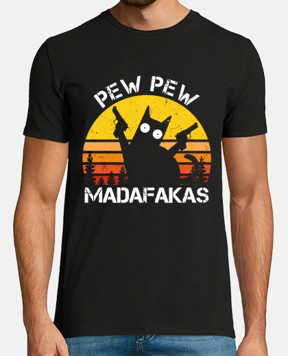 T-shirt pew pew madafakas gatto divertente gatt