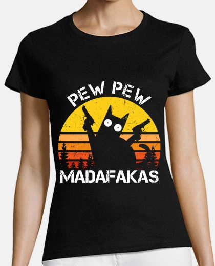 T-shirt pew pew madafakas gatto divertente gatt