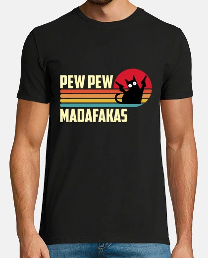 T-shirt pew pew madafakas gatto divertente gatt