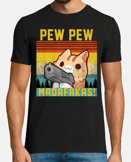 T-shirt pew pew madafakas gatto vintage amanti 