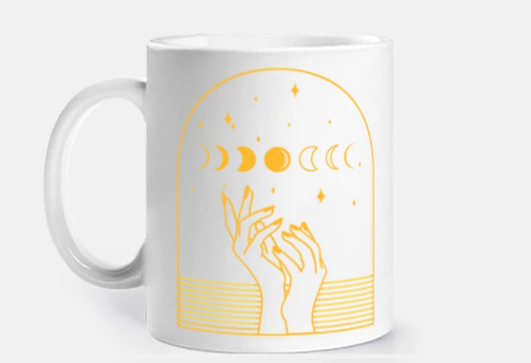 Mug Phases de la lune dans des mains