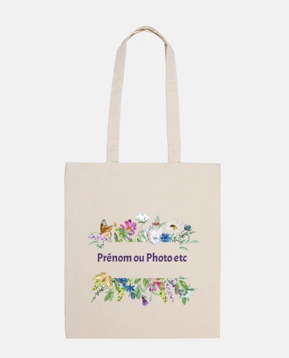 Bag photo frame or quote or first name student shopping bag tote